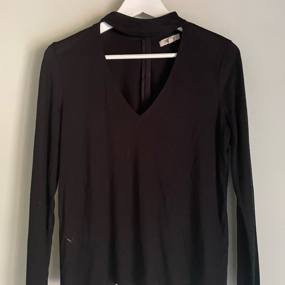 Madewell Black Longsleeve V Neck Collar tee MED